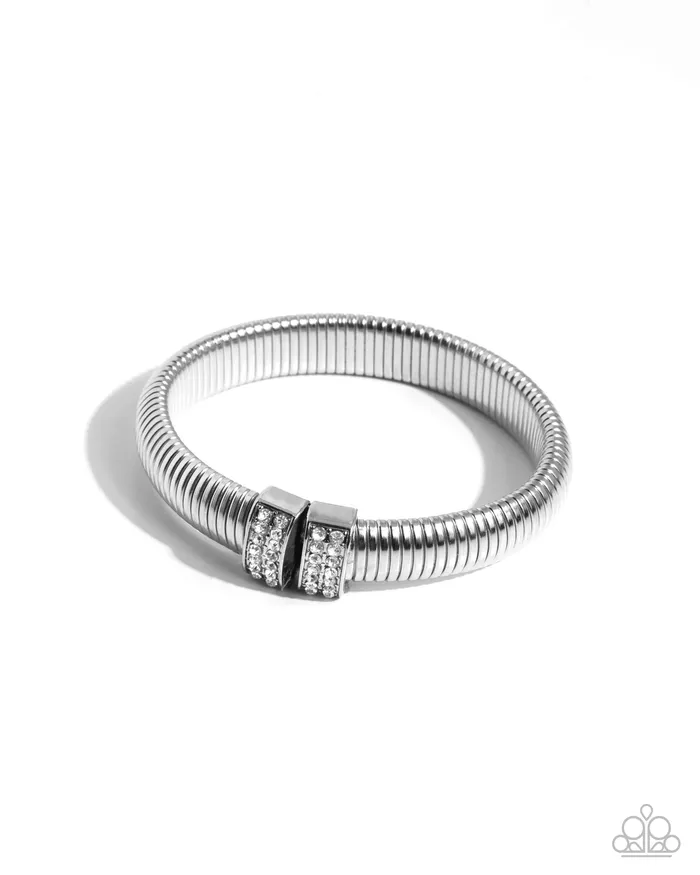 Tailored Transit White Bracelet Jewelry by Bretta Paparazzi Accessories Bracelets