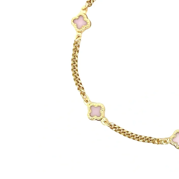 Womens gold bracelet with pink onyx and clovers Senso Gold Shine Senso Gold Bracelets