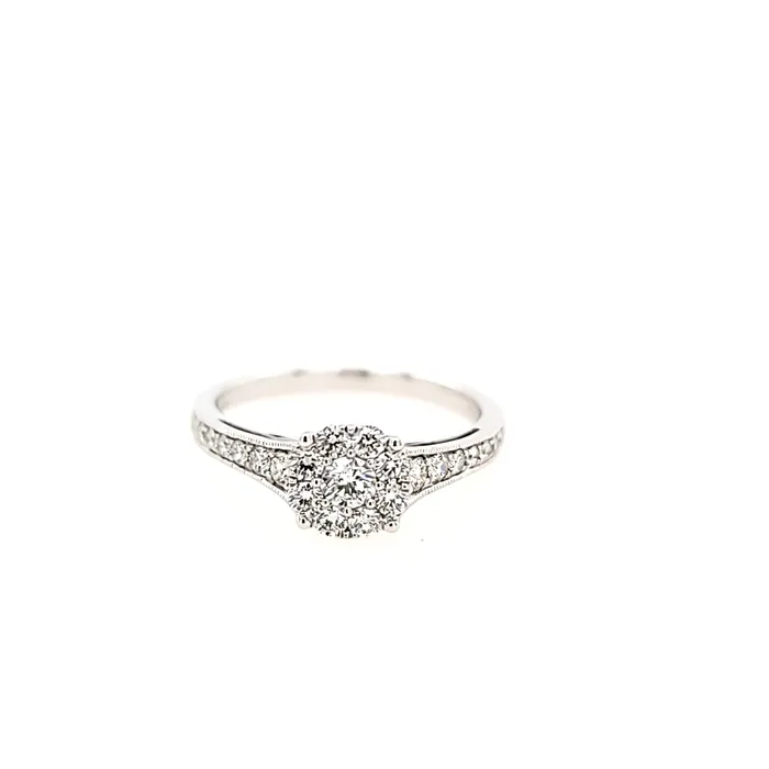 14k White Gold Diamond Cluster Engagement Ring I4192 Zeghani Rings
