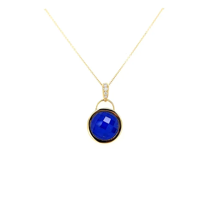 18k Yellow Gold Lapis Diamond Pendant I7757 Doves PreStyled Sets