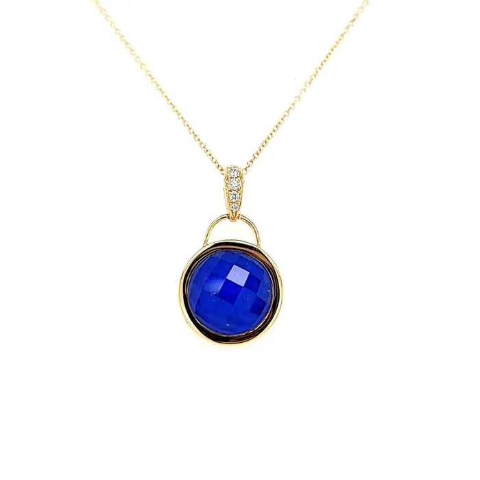 18k Yellow Gold Lapis Diamond Pendant I7757 Doves PreStyled Sets