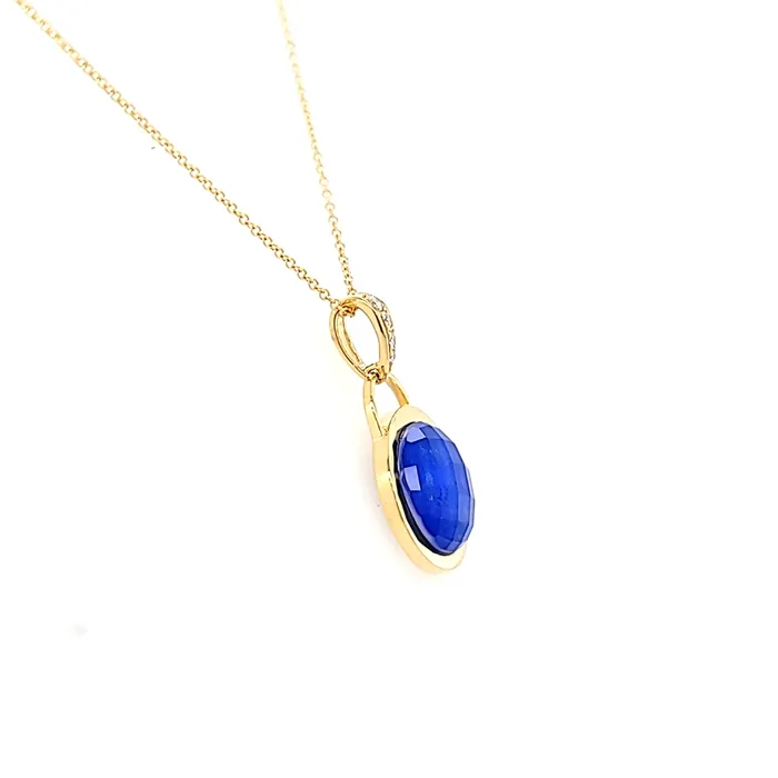 18k Yellow Gold Lapis Diamond Pendant I7757 Doves PreStyled Sets