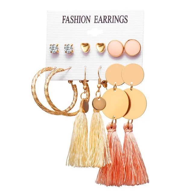 6 to 15 Tassel Earring Long Drop Earring and Stud Earring Sets for Women and Girls SWEET T 52 Earrings