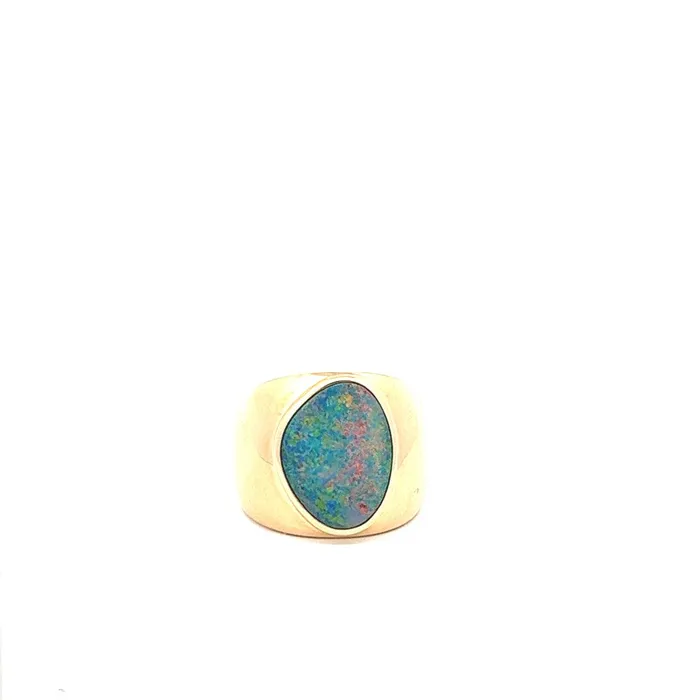 Australian Opal Cutters Mens Doublet Opal Bezel Ring Rings