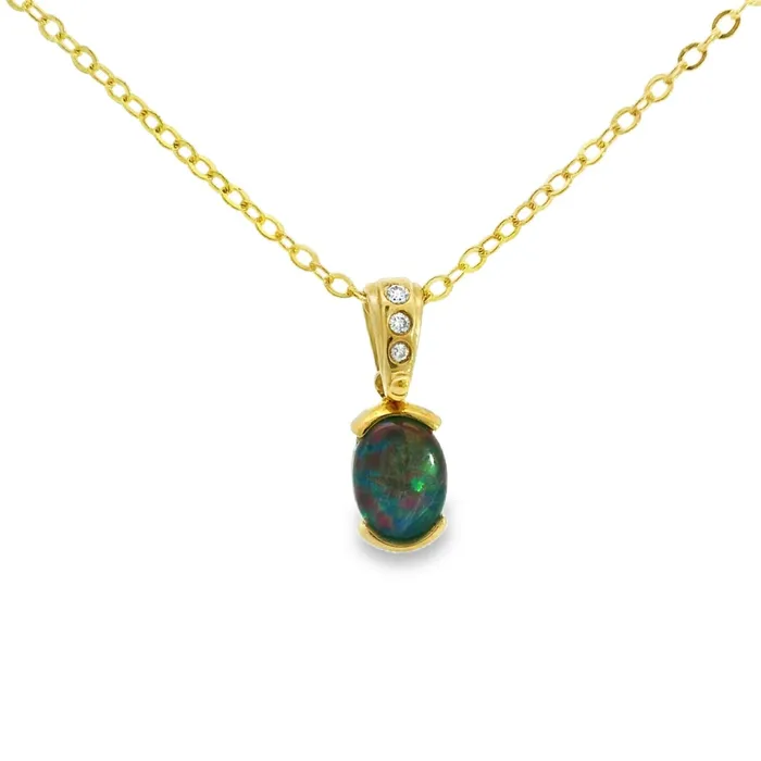 Australian Opal Cutters PreStyled Sets Australian Opal Triplet Pendant Set in 9K Yellow Gold