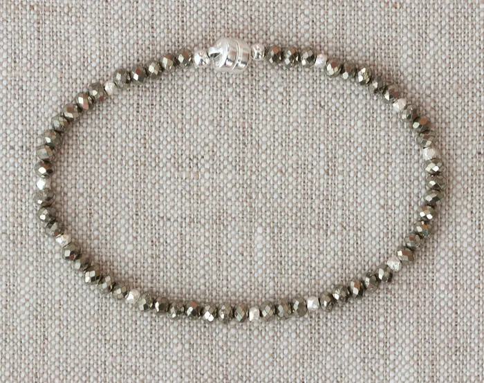 AVF Bracelets AVF Silver Pyrite Beaded Bracelet