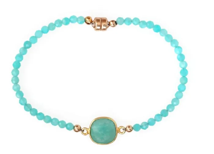 AVF Gold Square Bezel Amazonite Beaded Bracelet AVF Bracelets