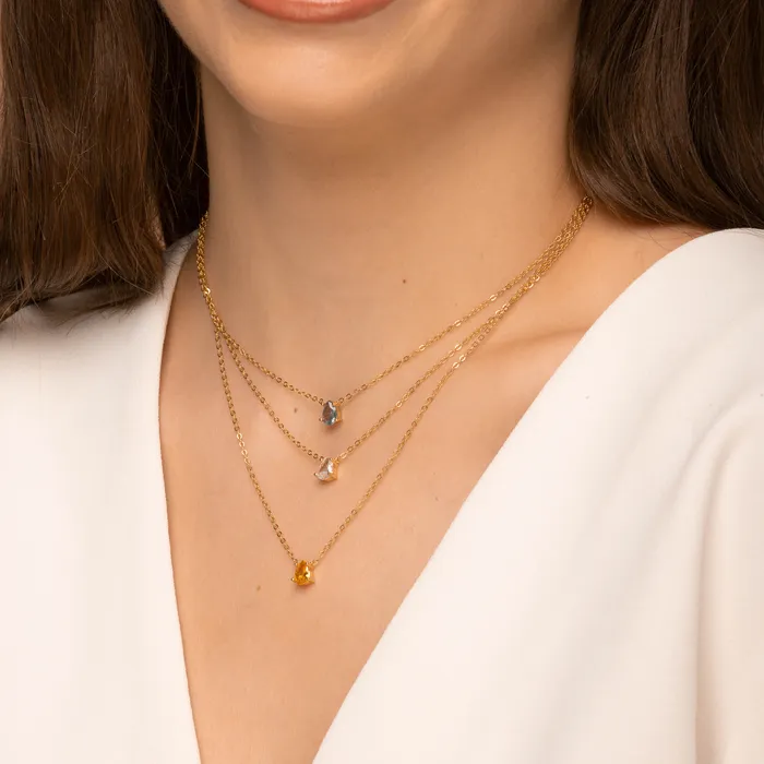 Birthstone Pear Shaped Necklace April Camile Stone Necklaces