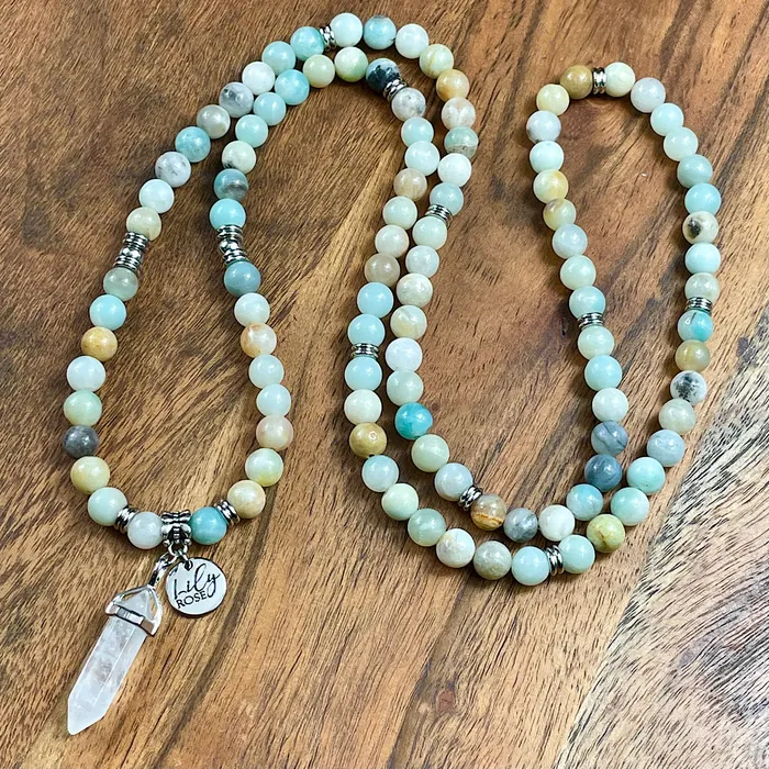 Bracelets Australian Amazonite Clarity Peace 108 Stretch Mala Necklace Bracelet Lily Rose Jewelry
