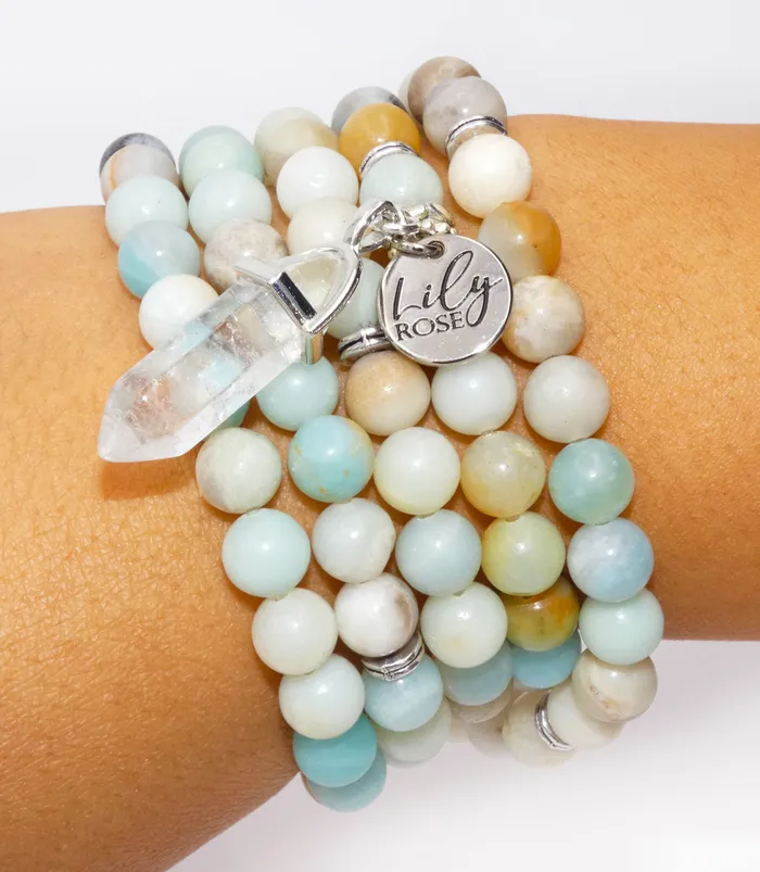 Bracelets Australian Amazonite Clarity Peace 108 Stretch Mala Necklace Bracelet Lily Rose Jewelry