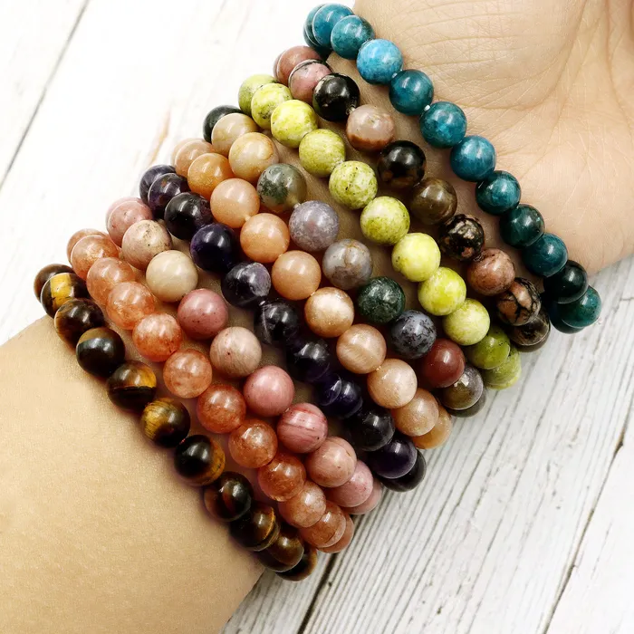 Bracelets Beaded Gemstone Bracelet Round 8mm GemMartUSA Bracelets Beaded Gemstone Bracelet Round 8mm GemMartUSA