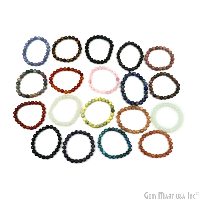 Bracelets Beaded Gemstone Bracelet Round 8mm GemMartUSA Bracelets Beaded Gemstone Bracelet Round 8mm GemMartUSA