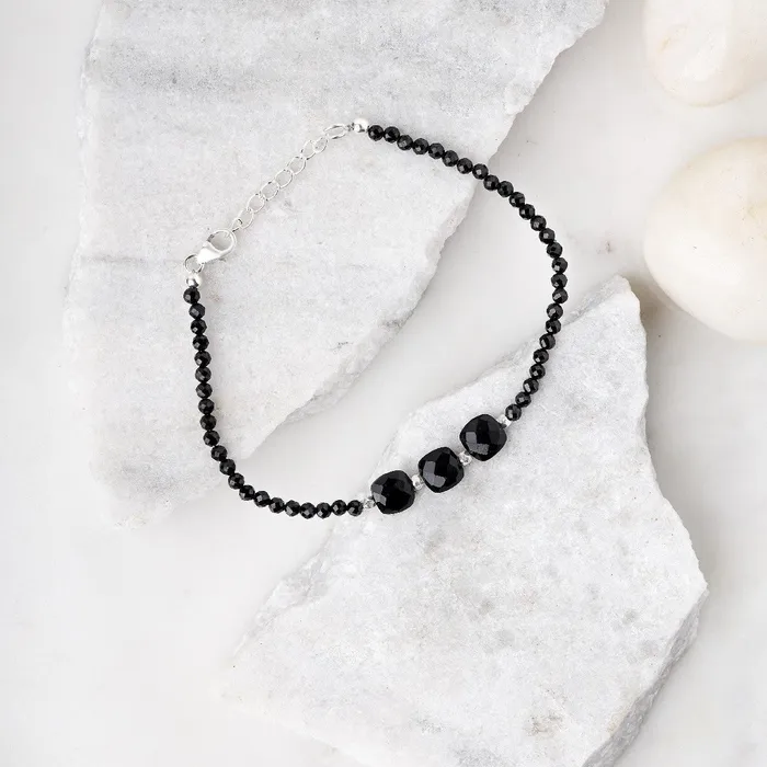 Bracelets Black Onyx Link Chain Bracelet 925 Sterling Silver Gemstone Jewelry YoTreasure Bracelets Black Onyx Link Chain Bracelet 925 Sterling Silver Gemstone Jewelry YoTreasure