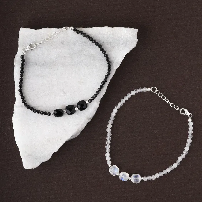 Bracelets Black Onyx Link Chain Bracelet 925 Sterling Silver Gemstone Jewelry YoTreasure Bracelets Black Onyx Link Chain Bracelet 925 Sterling Silver Gemstone Jewelry YoTreasure