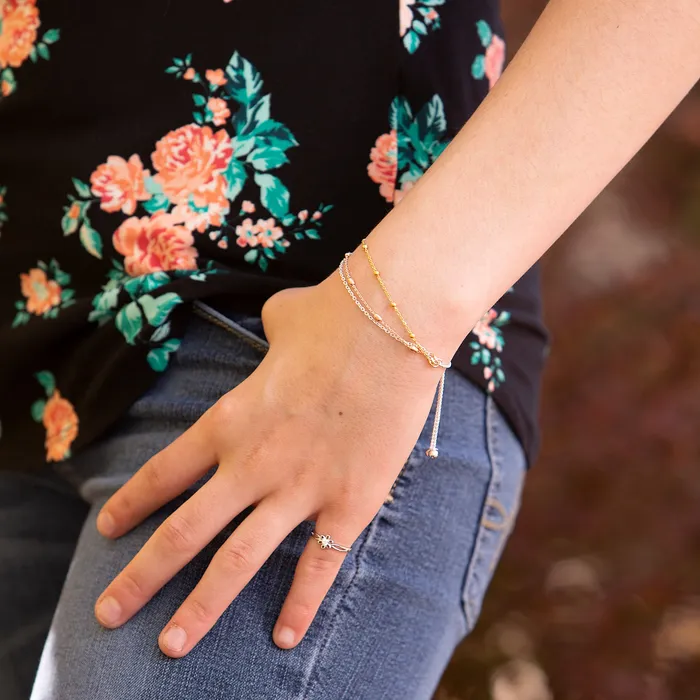 Bracelets Cherished Moments Luxury Sterling Silver MultiStrand Bolo Bracelet with Rose Gold 14K Gold with Adjustable Closure