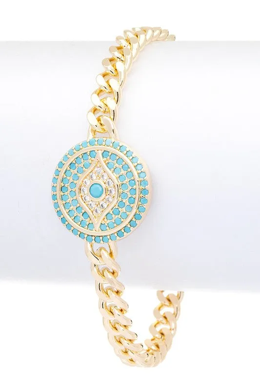 Bracelets CZ Evil Eye Pendant Chain Link Bracelet LA Jewelry Plaza