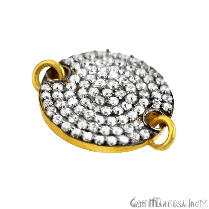 Bracelets GemmartUSA Dish Charm Cubic Zircon Pave Gold Vermeil Charm For Bracelet Pendants