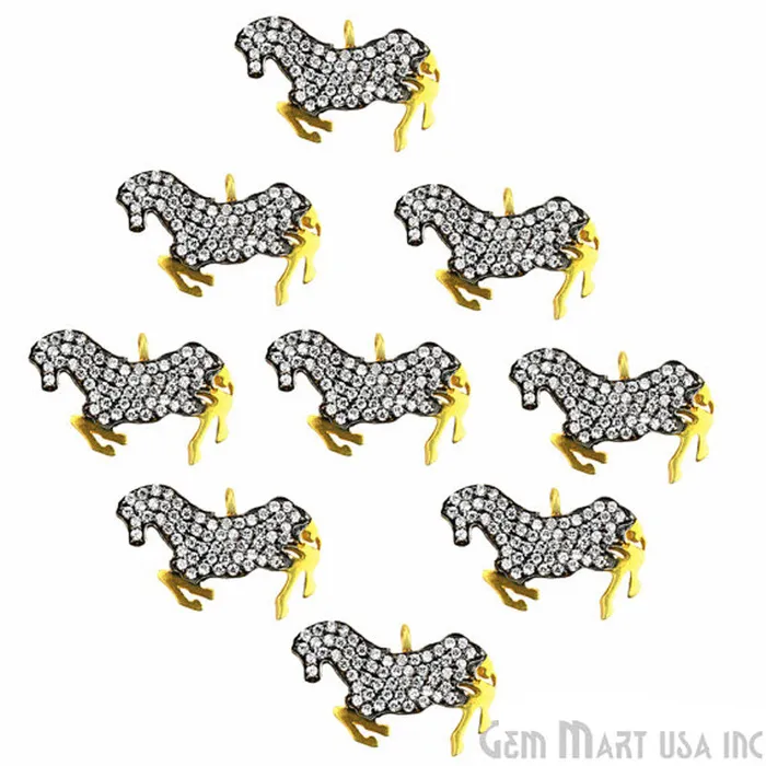 Bracelets GemmartUSA Horse CZ Pave Gold Vermeil Charm for Bracelet Pendants Bracelets GemmartUSA Horse CZ Pave Gold Vermeil Charm for Bracelet Pendants