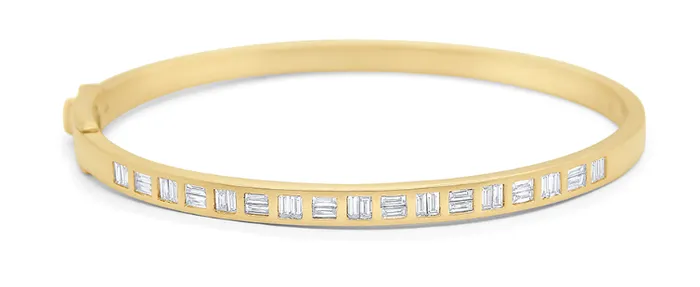 Bracelets KC Designs 14k Matte Yellow Gold Baguette Diamond Bangle Bracelet I8334