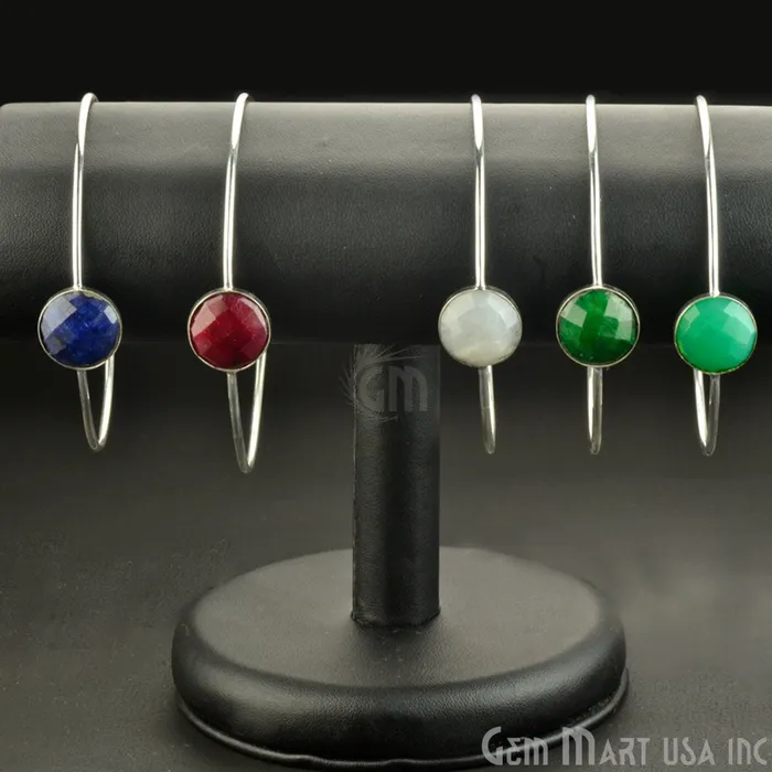 Bracelets Natural Chrysoprase Chalcedony 14mm Round Adjustable Silver Plated Bangle Bracelet GemMartUSA