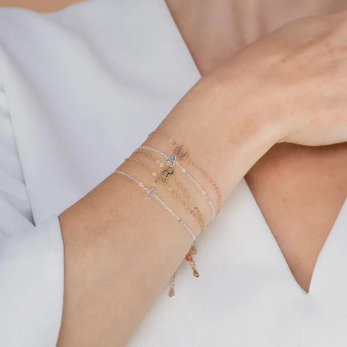 Camile Stone Bracelets The Original Single Initial Letter Bracelet
