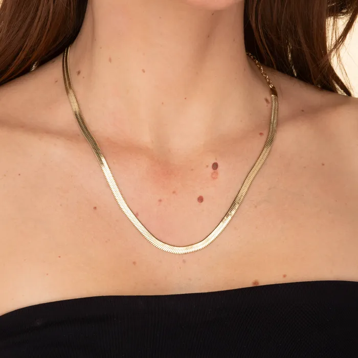Camile Stone Necklaces Statement Herringbone Chain Necklace