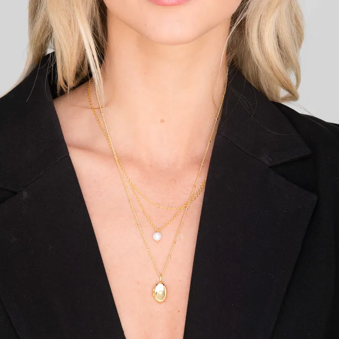 Camile Stone North Star Oval Photo Locket Necklace Necklaces