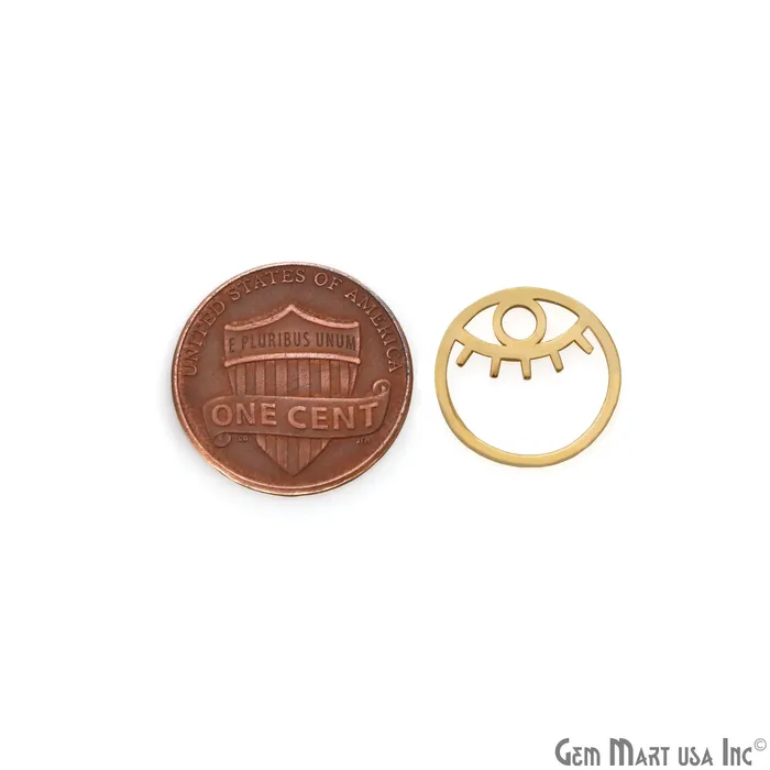 Charm Necklaces Evil Eye Round Shape Laser Finding Gold Plated 15mm Charm For Bracelets Pendants GemMartUSA