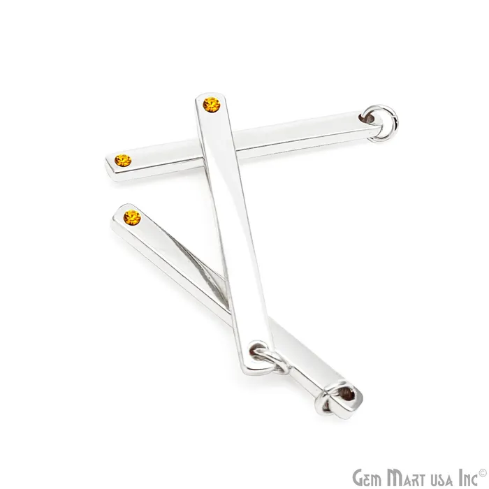 Charm Necklaces GemMartUSA Citrine Bead Rectangle Bar Pendant 32x3mm November Birthstone Gemstone Charm Charm Necklaces GemMartUSA Citrine Bead Rectangle Bar Pendant 32x3mm November Birthstone Gemstone Charm