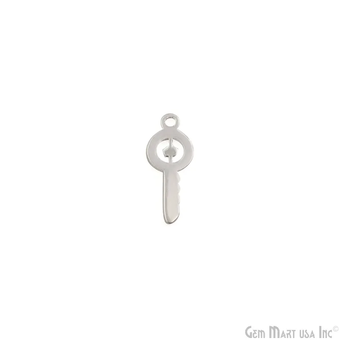 Charm Necklaces GemMartUSA Key Shape Laser Finding Silver Plated 175x7mm Charm For Bracelets Pendants Charm Necklaces GemMartUSA Key Shape Laser Finding Silver Plated 175x7mm Charm For Bracelets Pendants