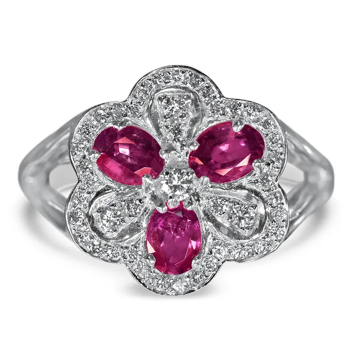 Crimson Rose 14K White Gold Natural Alexandrite Ring Safiya Jewels Rings