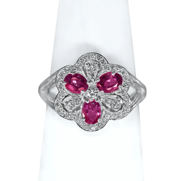 Crimson Rose 14K White Gold Natural Alexandrite Ring Safiya Jewels Rings