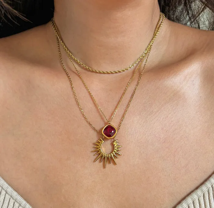 DESIREE GARNET BIRTHSTONE PENDANT JANUARY Mai Dsire Necklaces
