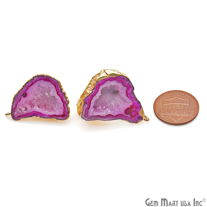 DIY Agate Slice Geode Druzy 25x30mm Gold Electroplated Loop Connector Studs Earrings GemMartUSA Earrings