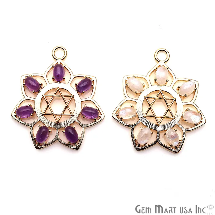DIY Flower Gemstone 36x31mm Gold Finding Connector 1PC GemmartUSA Earrings