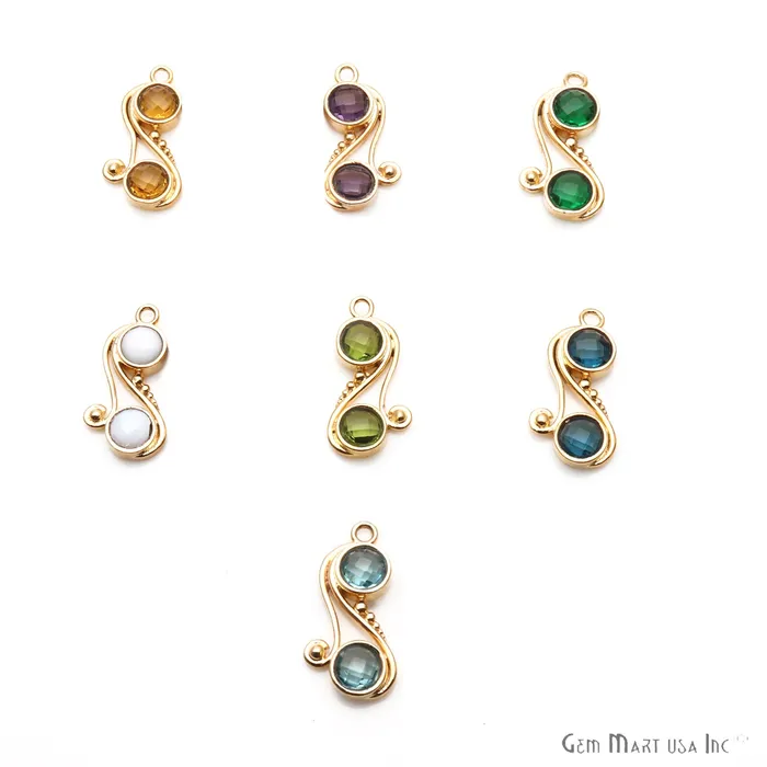 DIY Gemstone Gold Plated Dangle Connector 1pc GemmartUSA PreStyled Sets