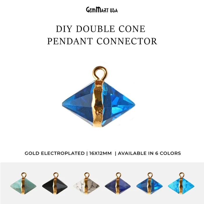 Double Cone 16x12mm Gold Gemstone Pendant Connector GemMartUSA PreStyled Sets Double Cone 16x12mm Gold Gemstone Pendant Connector GemMartUSA PreStyled Sets