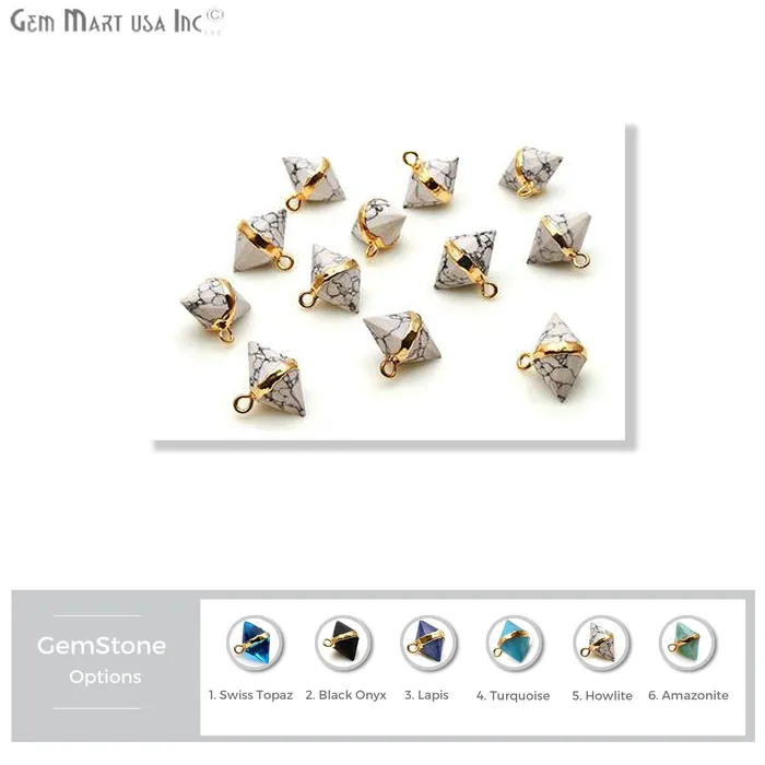 Double Cone 16x12mm Gold Gemstone Pendant Connector GemMartUSA PreStyled Sets