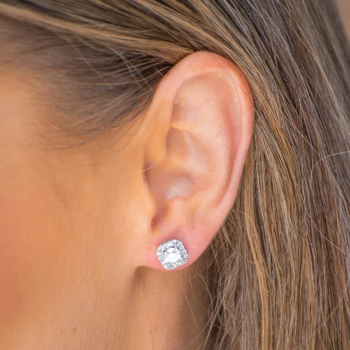 Earrings Camile Stone Square Halo Moissanite Stud Earrings 05 Carat