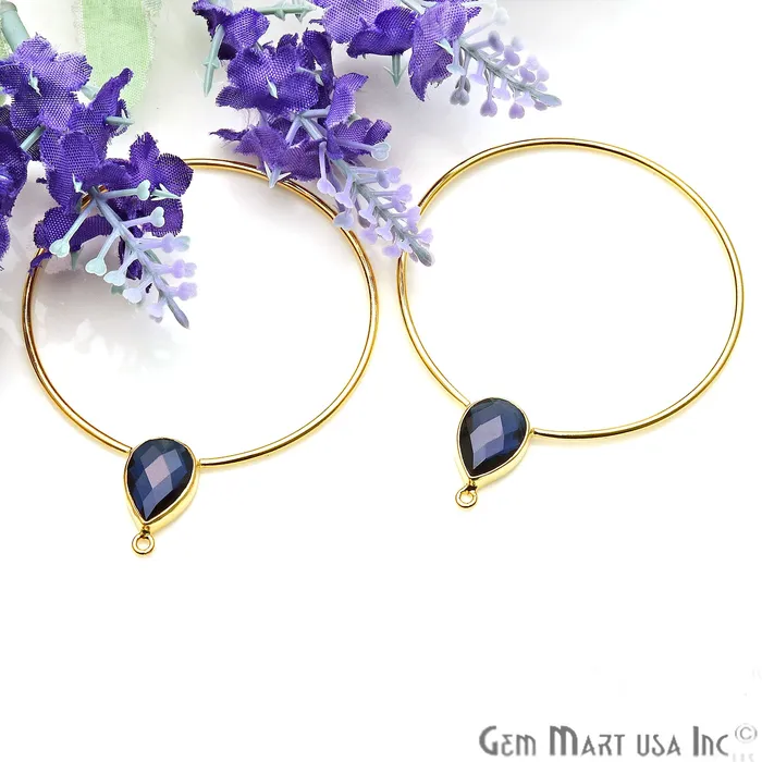 Earrings GemmartUSA Drop Faceted Gemstone 56x45mm Gold Plated Hoop Chandelier Connector 1pair Earrings GemmartUSA Drop Faceted Gemstone 56x45mm Gold Plated Hoop Chandelier Connector 1pair