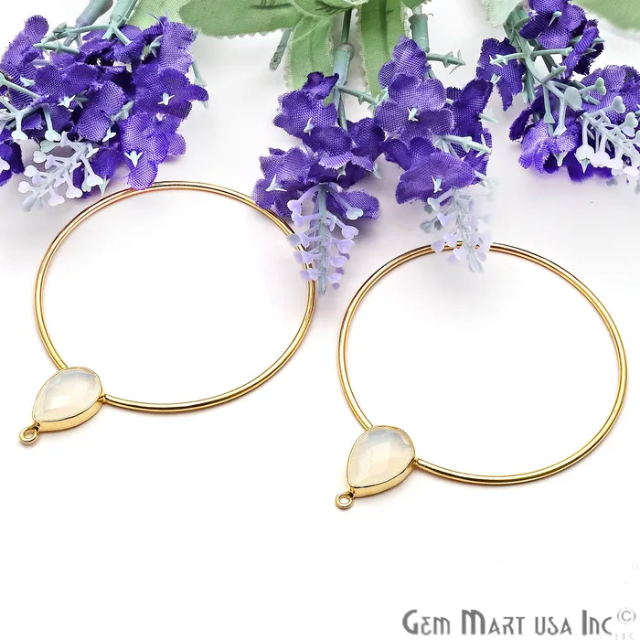 Earrings GemmartUSA Drop Faceted Gemstone 56x45mm Gold Plated Hoop Chandelier Connector 1pair Earrings GemmartUSA Drop Faceted Gemstone 56x45mm Gold Plated Hoop Chandelier Connector 1pair