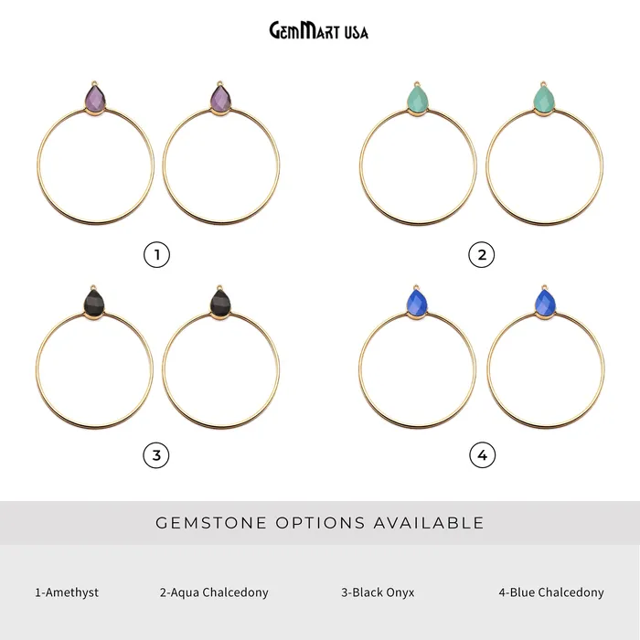 Earrings GemmartUSA Drop Faceted Gemstone 56x45mm Gold Plated Hoop Chandelier Connector 1pair Earrings GemmartUSA Drop Faceted Gemstone 56x45mm Gold Plated Hoop Chandelier Connector 1pair