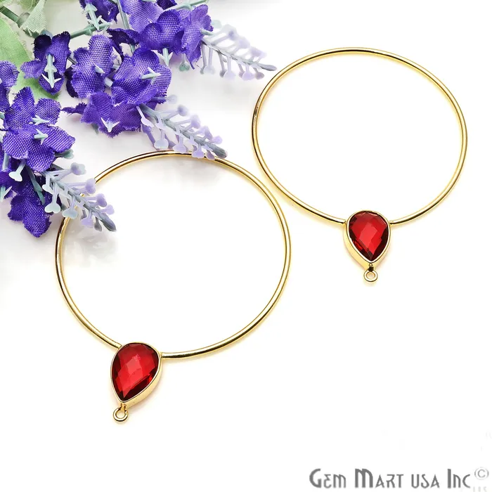 Earrings GemmartUSA Drop Faceted Gemstone 56x45mm Gold Plated Hoop Chandelier Connector 1pair Earrings GemmartUSA Drop Faceted Gemstone 56x45mm Gold Plated Hoop Chandelier Connector 1pair