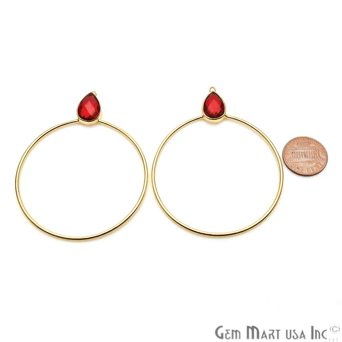 Earrings GemmartUSA Drop Faceted Gemstone 56x45mm Gold Plated Hoop Chandelier Connector 1pair Earrings GemmartUSA Drop Faceted Gemstone 56x45mm Gold Plated Hoop Chandelier Connector 1pair