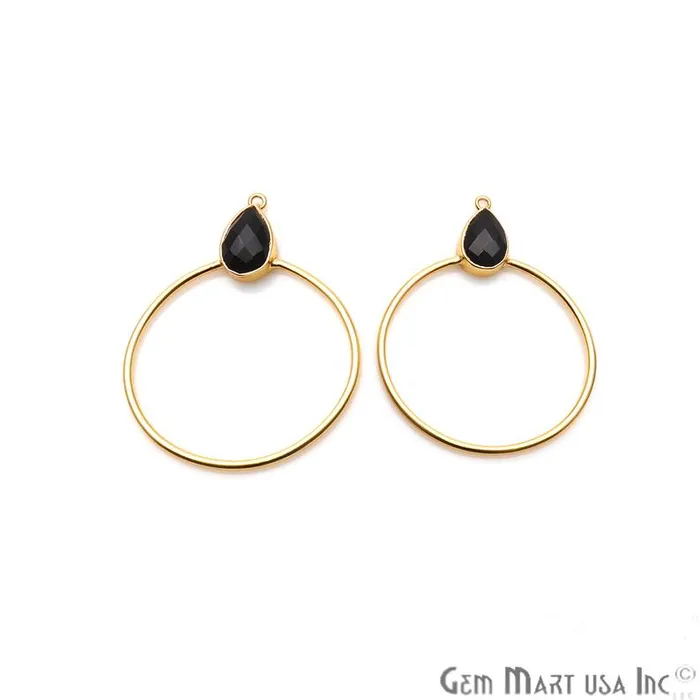 Earrings GemmartUSA Drop Faceted Gemstone 56x45mm Gold Plated Hoop Chandelier Connector 1pair Earrings GemmartUSA Drop Faceted Gemstone 56x45mm Gold Plated Hoop Chandelier Connector 1pair