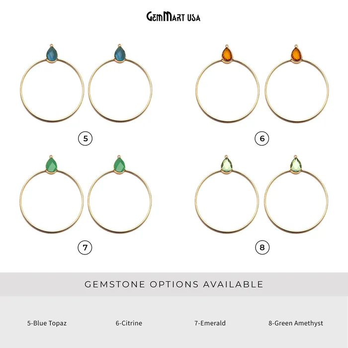 Earrings GemmartUSA Drop Faceted Gemstone 56x45mm Gold Plated Hoop Chandelier Connector 1pair Earrings GemmartUSA Drop Faceted Gemstone 56x45mm Gold Plated Hoop Chandelier Connector 1pair