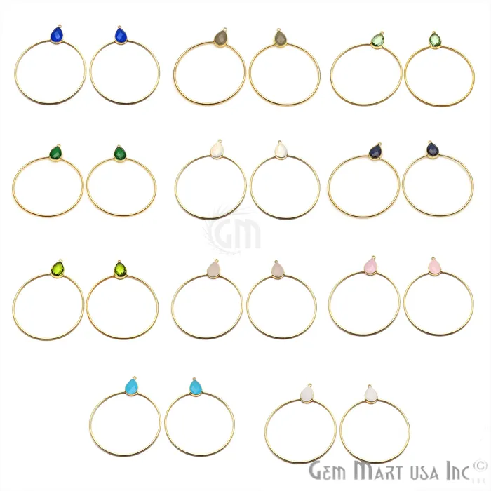 Earrings GemmartUSA Drop Faceted Gemstone 56x45mm Gold Plated Hoop Chandelier Connector 1pair Earrings GemmartUSA Drop Faceted Gemstone 56x45mm Gold Plated Hoop Chandelier Connector 1pair