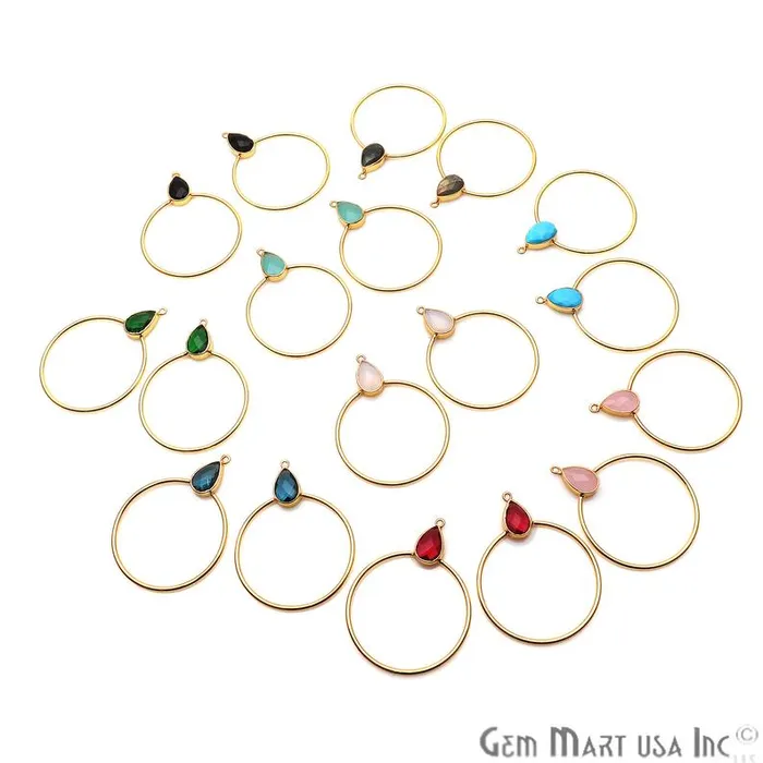 Earrings GemmartUSA Drop Faceted Gemstone 56x45mm Gold Plated Hoop Chandelier Connector 1pair Earrings GemmartUSA Drop Faceted Gemstone 56x45mm Gold Plated Hoop Chandelier Connector 1pair