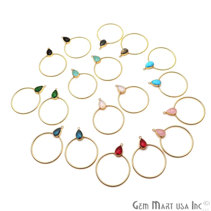 Earrings GemmartUSA Drop Faceted Gemstone 56x45mm Gold Plated Hoop Chandelier Connector 1pair Earrings GemmartUSA Drop Faceted Gemstone 56x45mm Gold Plated Hoop Chandelier Connector 1pair