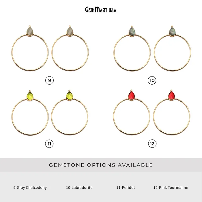 Earrings GemmartUSA Drop Faceted Gemstone 56x45mm Gold Plated Hoop Chandelier Connector 1pair Earrings GemmartUSA Drop Faceted Gemstone 56x45mm Gold Plated Hoop Chandelier Connector 1pair